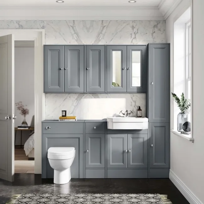 Monaco Dove Grey Combination Vanity Traditional Basin and Seattle Toilet 1500mm