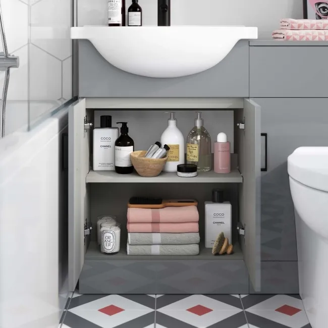 Quartz Stone Grey Combination Vanity Basin and Austin Toilet 1050mm - Black Accents