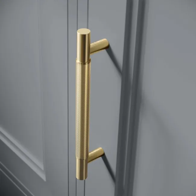 Dove Grey Wall Hung Cabinet 700x300mm - Brass Knurled Handles