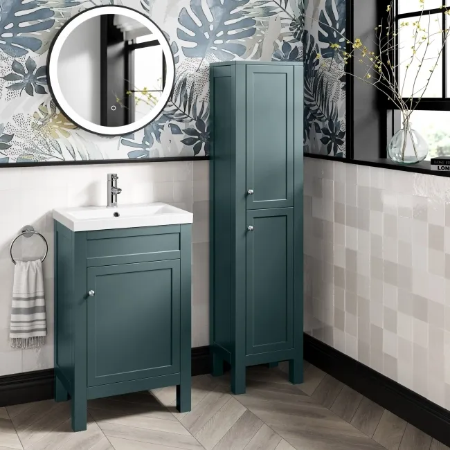 Bermuda Midnight Green Floor Standing Tall Cabinet 1500x350mm