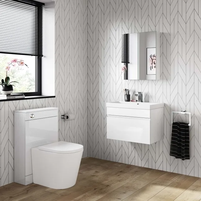 Trent Gloss White Wall Hung Basin Drawer Vanity 600mm