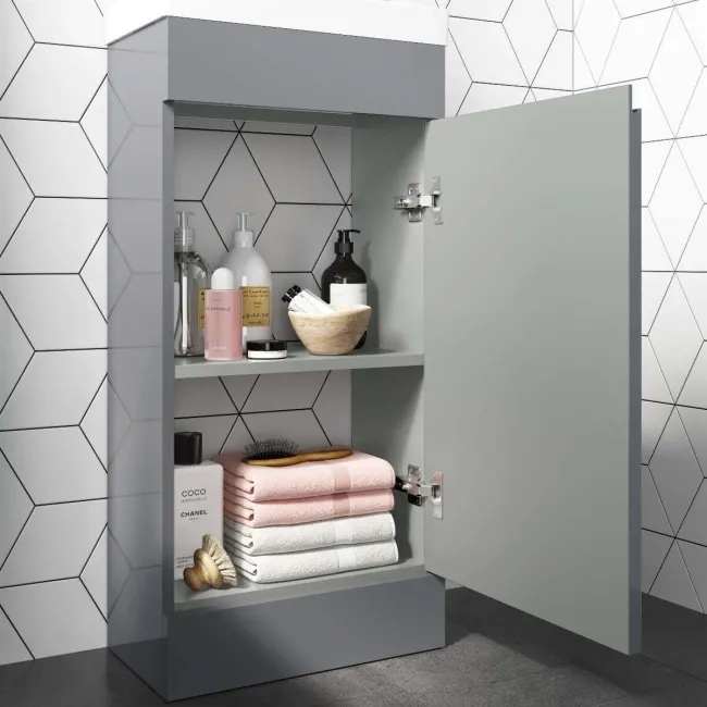 Trent Stone Grey Cloakroom Floor Standing Basin Vanity 400mm