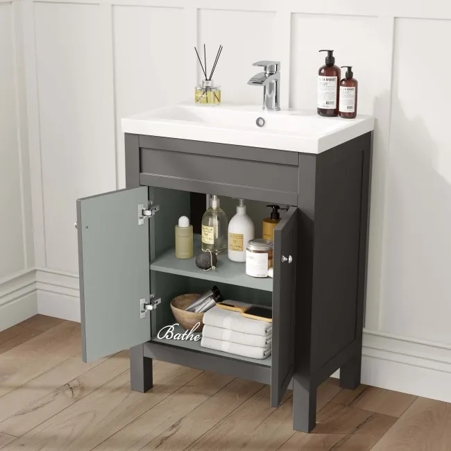 Bermuda Graphite Grey Basin Vanity 600mm