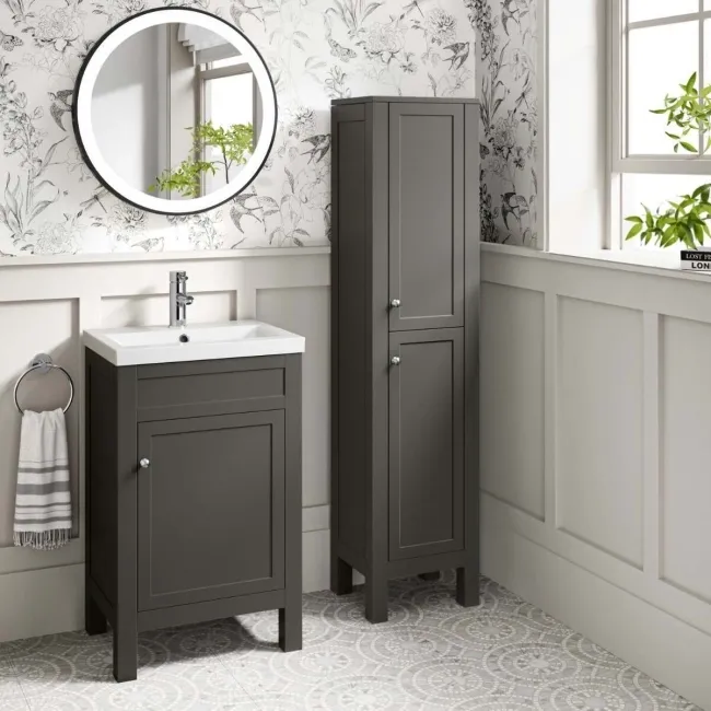 Bermuda Graphite Grey Floor Standing Tall Cabinet 1500x350mm