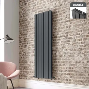 Faro Anthracite Double Flat Panel Vertical Radiator 1600x490mm