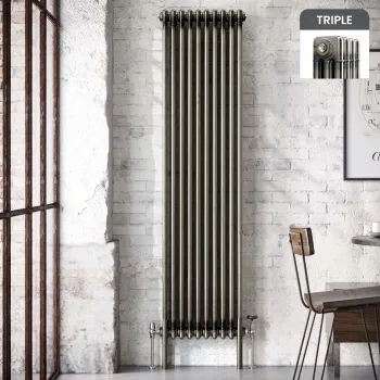 Athens Raw Metal Triple Column Vertical Traditional Radiator 1800x470mm