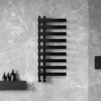 Palermo Matt Black Designer Heated Towel Rail 1000x450mm