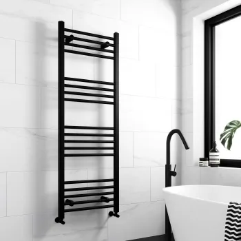 Barcelona Matt Black Straight Heated Towel Rail 1400x500mm