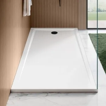 Sydney Low Profile Rectangular Gloss White Stone Shower Tray 1800x900mm