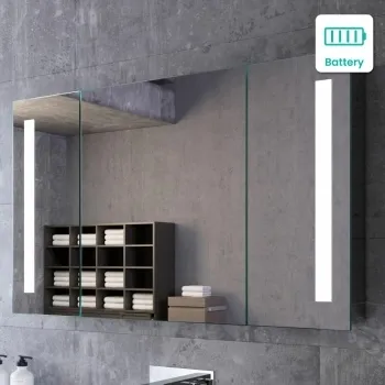 Emielia Battery Operated Illuminated LED Mirror Cabinet 600x1000mm