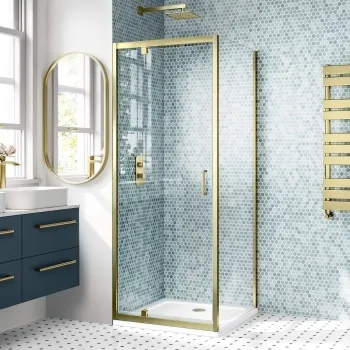 London Brushed Brass 6mm Pivot Shower Enclosure 700x700mm