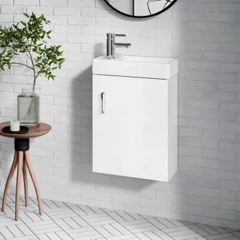 Quartz Gloss White Cloakroom Wall Hung Basin Vanity 400mm
