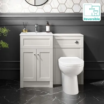 Milos Cotton White Combination Vanity Basin and Austin Toilet 1000mm - Chrome Handles