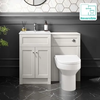 Milos Cotton White Combination Vanity Basin and Denver Toilet 1000mm - Chrome Handles