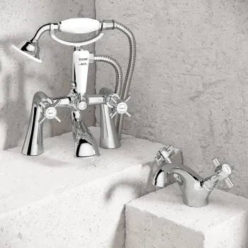 Nene Traditional Chrome Basin & Bath Mixer Tap Set