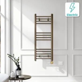 Barcelona Electric Antique Gold Straight Heated Towel Rail 1000x400mm