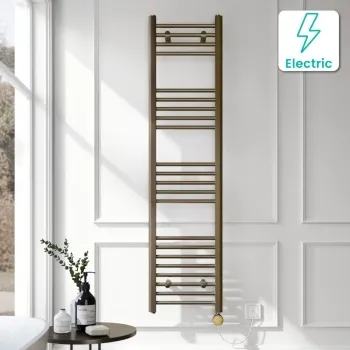 Barcelona Electric Antique Gold Straight Heated Towel Rail 1600x400mm
