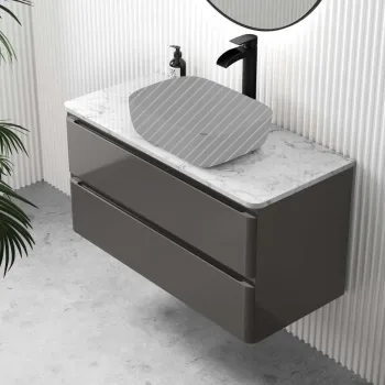 Corsica Tungsten Grey Drawer Vanity with Marble Top 1000mm - Excludes Counter Top Basin