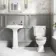 Hudson Traditional Close Coupled Toilet With Chalk White Seat & Pedestal Basin - Single Tap Hole
