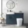 Harper Navy Blue Combination Vanity Basin with Marble Top & Tucson Toilet 1200mm - Black Accents