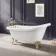 Highbury 1550mm Roll Top Slipper Bath - Brushed Brass Ball Feet