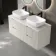 Crete Fluted Linen White Double Wall Hung Drawer Vanity with Marble Top & Curved Basin 1200mm