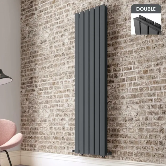 Faro Anthracite Double Flat Panel Vertical Radiator 1800x420mm