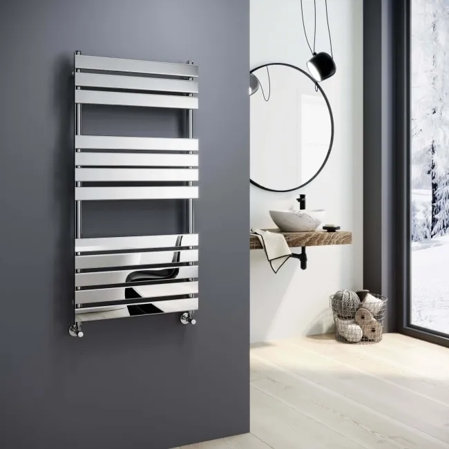 Santorini Chrome Flat Panel Heated Towel Rail 1200x600mm