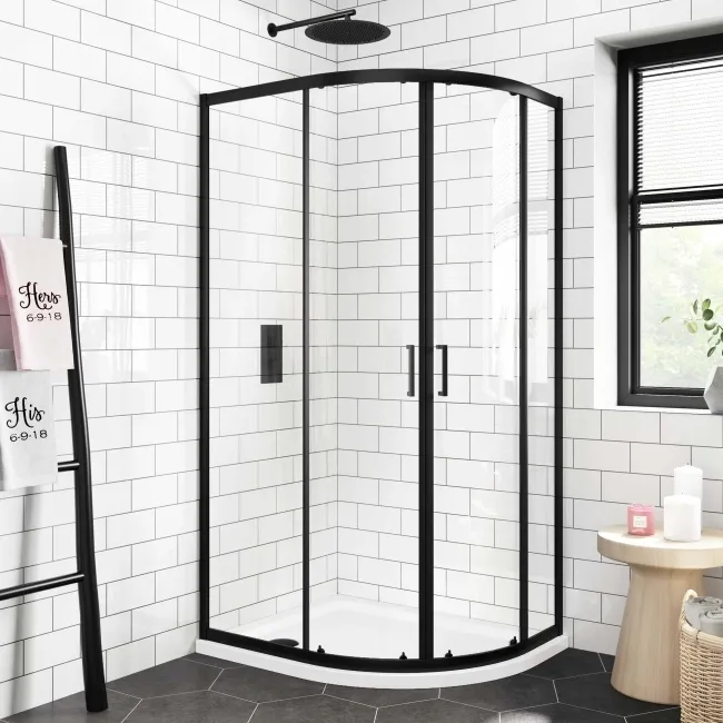 London Matt Black 6mm Offset Quadrant Shower Enclosure 1000x800mm