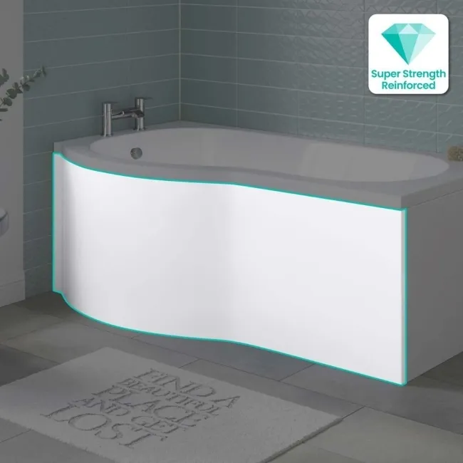 1600 Super Strength Reinforced Acrylic P Shaped Bath Front Panel