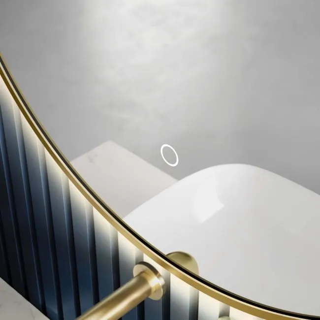 MollieBrushed Brass Round Backlit Illuminated LED Mirror 500mm