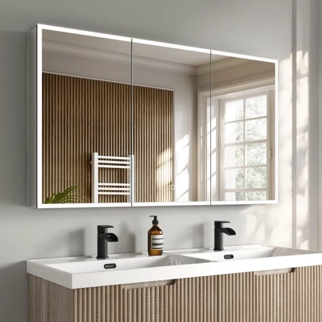 Esme Matt Black Illuminated LED Recessed Mirror Cabinet 700x1200mm