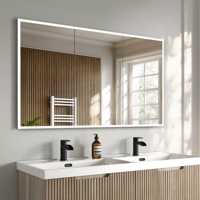 Esme Matt Black Illuminated LED Recessed Mirror Cabinet 700x1200mm