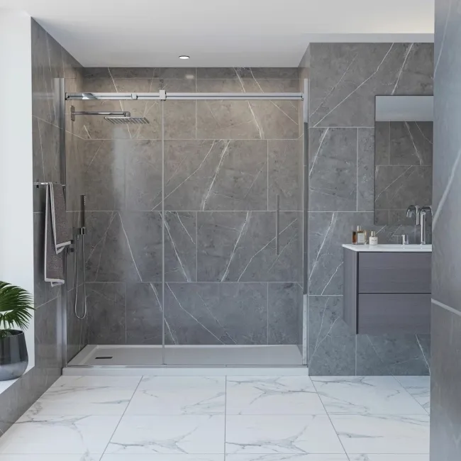 Trepanel Aqua Luxe® Grey Marble Effect Satin SPC Wall Panel 4 Pack (Covers 2.80 SQM)