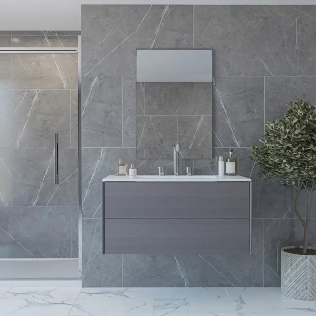 Trepanel Aqua Luxe® Grey Marble Effect Satin SPC Wall Panel 4 Pack (Covers 2.80 SQM)