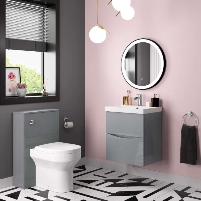 Austin Stone Grey Basin Drawer Vanity 500mm and Denver Back To Wall Toilet Set