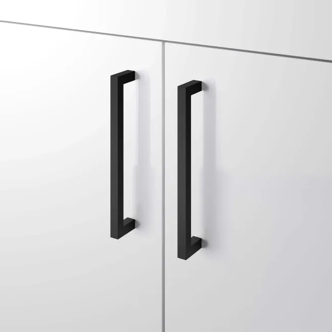 Harper Gloss White Basin Vanity and Back To Wall Toilet Unit 1000mm - Black Accents