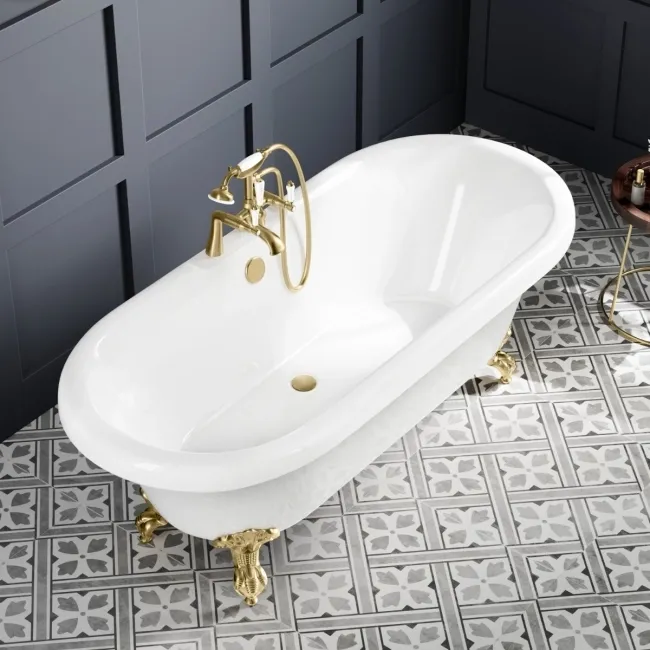 Grosvenor 1800mm Roll Top Bath - Brushed Brass Ball Feet