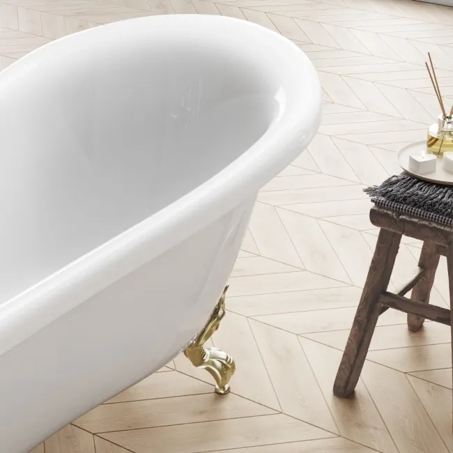Tonbridge 1600mm Roll Top Bath - Brushed Brass Ball Feet
