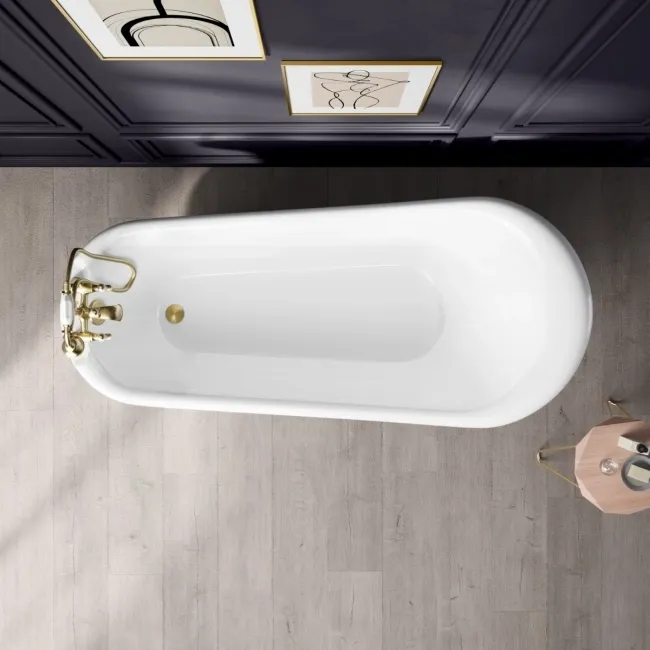 Highbury 1700mm Roll Top Slipper Bath - Brushed Brass Ball Feet