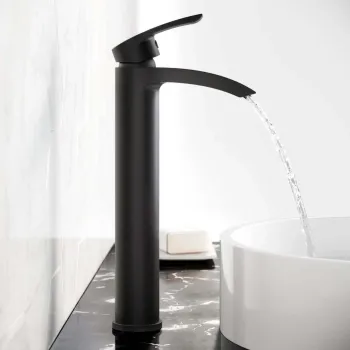 Severn Matt Black High Rise Basin Mixer Tap