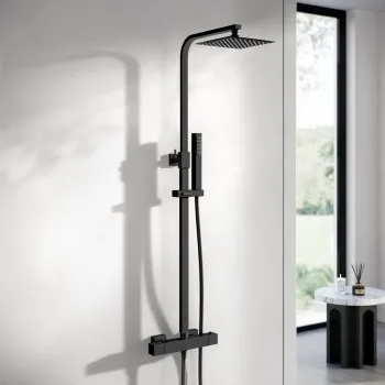 Matt Black Square Thermostatic Shower