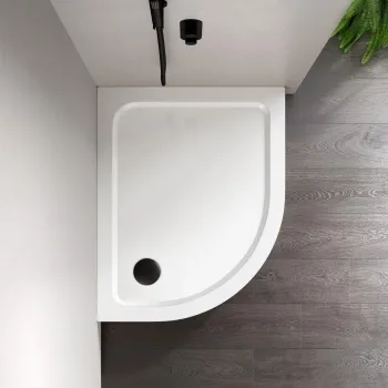 London Offset Quadrant Stone Shower Tray 1000x800mm - Left Handed & Riser Kit