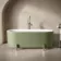 Shore 1700 Matt Green Freestanding Bath - Chrome Feet