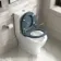Kansas Traditional Rimless Close Coupled Toilet With Inky Blue Wooden Seat