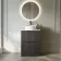 Crete Fluted Charcoal Elm Vanity Drawer with Marble Top & Nevis Basin 600mm