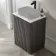 Crete Fluted Charcoal Elm Vanity with Marble Top 600mm - Excludes Counter Top Basin