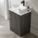 Crete Fluted Charcoal Elm Vanity with Marble Top & Marin Basin 600mm