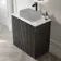 Crete Fluted Charcoal Elm Vanity with Marble Top 800mm - Excludes Counter Top Basin
