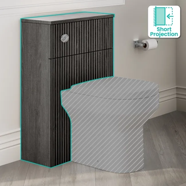 Crete Fluted Charcoal Elm Slimline Back To Wall Toilet Unit 500mm